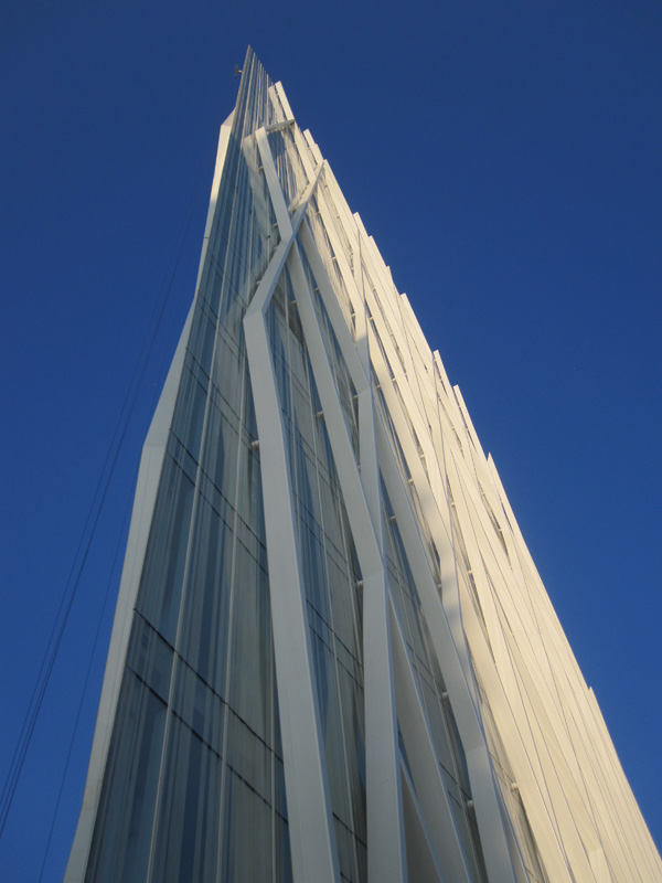 Lovely corner detail. Clean structure.
architizer:

Torre Telefonica at Zero Diagonal, Barcelona. By Catalan architect Enric Massip.
PS. These are not press images. We just got back from Barcelona and a tour with the architect’s team!