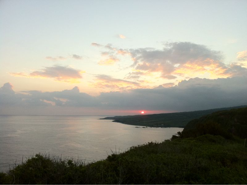 Sunset on the craziest road back from Hana.