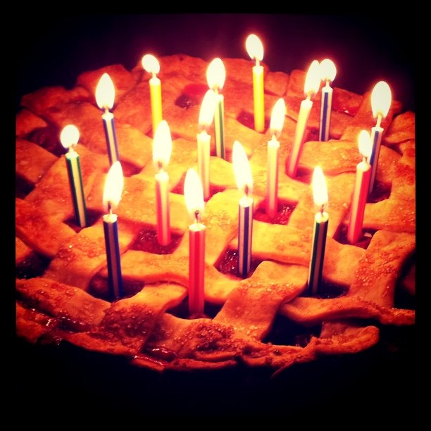 My birthday cherry pie from mom.  (Taken with instagram)