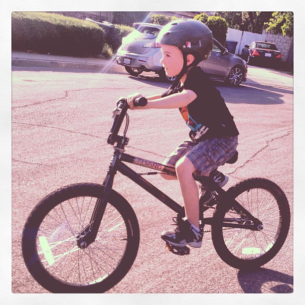 Jack&#8217;s birthday bike. 7 years today! (Taken with Instagram)