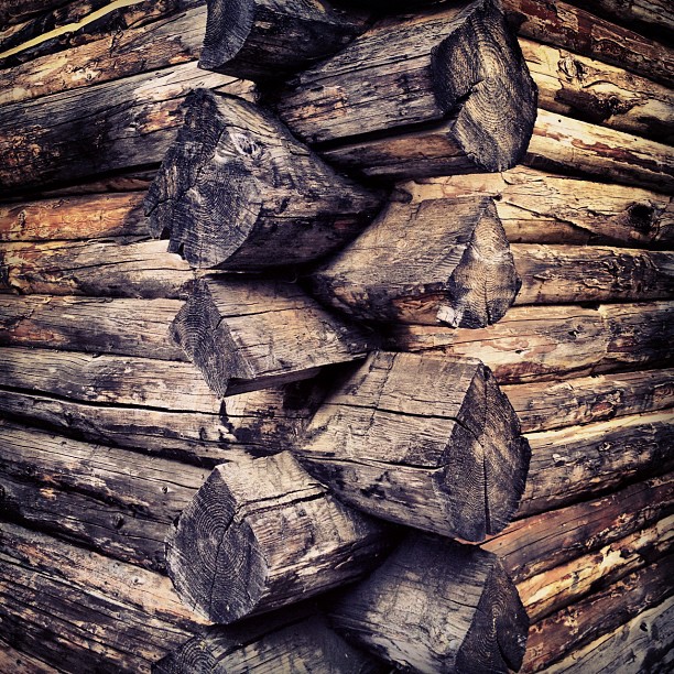 The interlocking structure of a cabin corner (Taken with instagram)