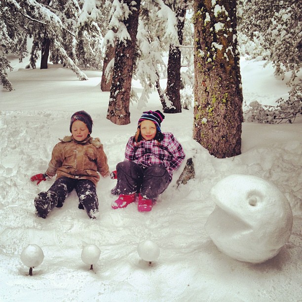 I threw in some kids for scale. #SnowPacMan (Taken with instagram)