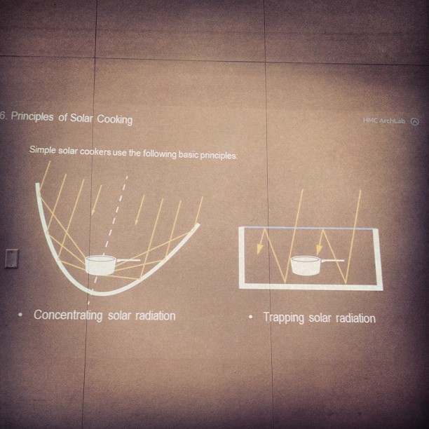 Today at lunch I learned about solar radiation cooking ovens @hmcarchitects (Taken with instagram)
