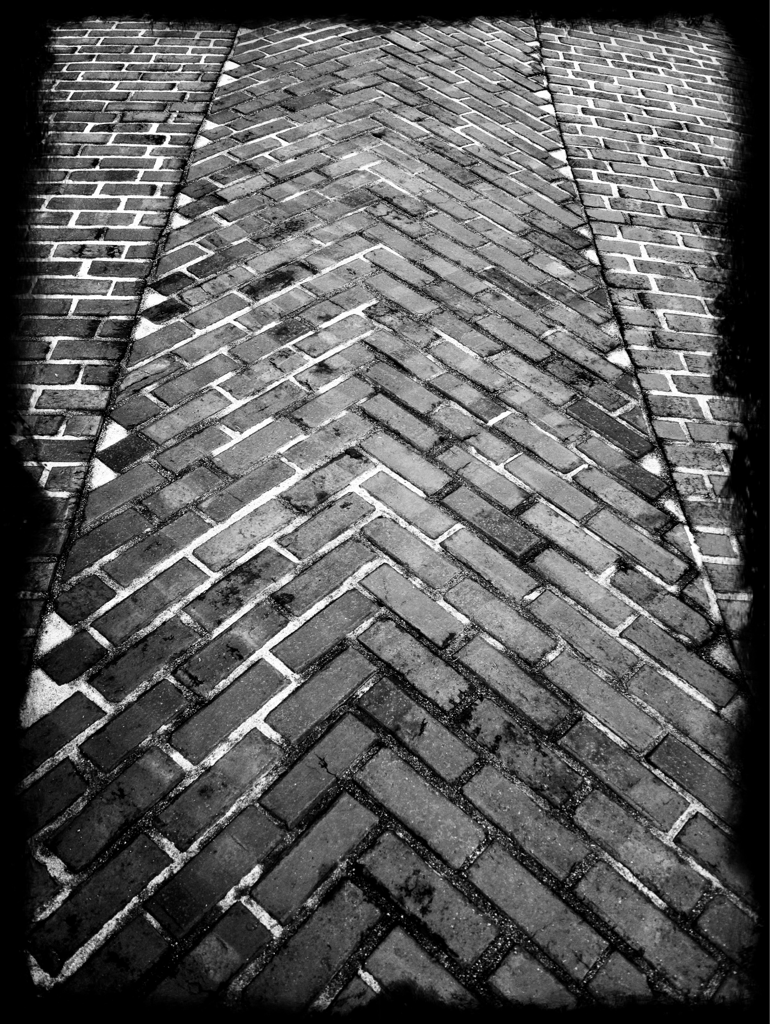 Herringbone driveway at the Gamble House.