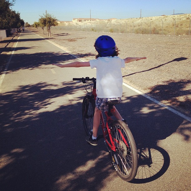 Leighton&#8217;s leaning to ride with no hands (Taken with instagram)