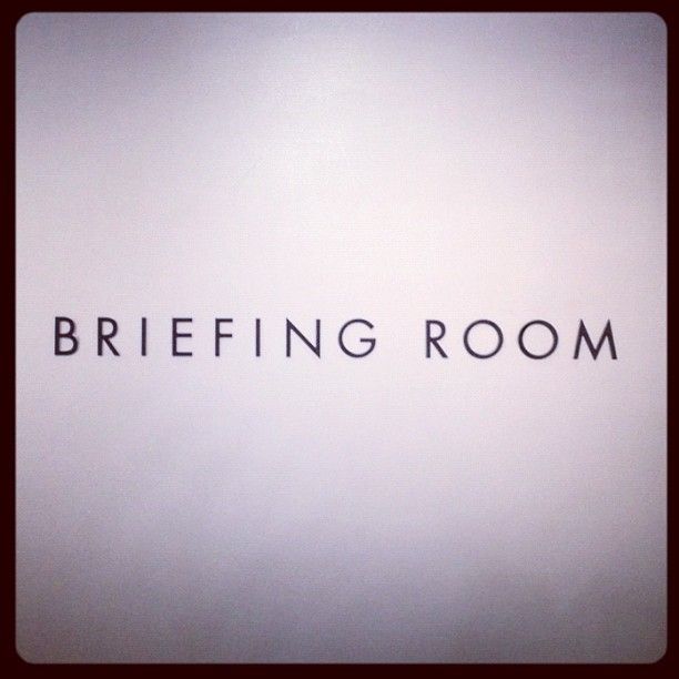 The new VG Apple Store rocks Futura for its Briefing Room signage.  (Taken with Instagram at Apple Store)