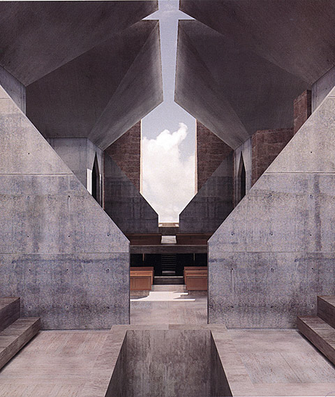 subtilitas:

Louis Kahn’s unbuilt Hurva Synagogue, as rendered by Kent Larsen for the book Unbuilt Masterworks, a collection of digital constructions of Kahn’s proposals. Image via.