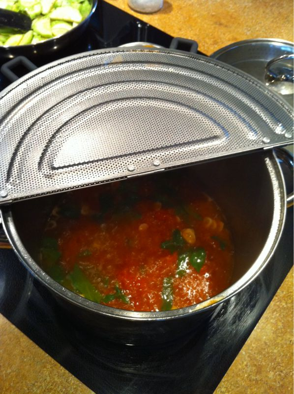 Tonight I made my best tomato sauce yet! Tomatoes, oil, basil, garlic, fresh ground pepper and salt.