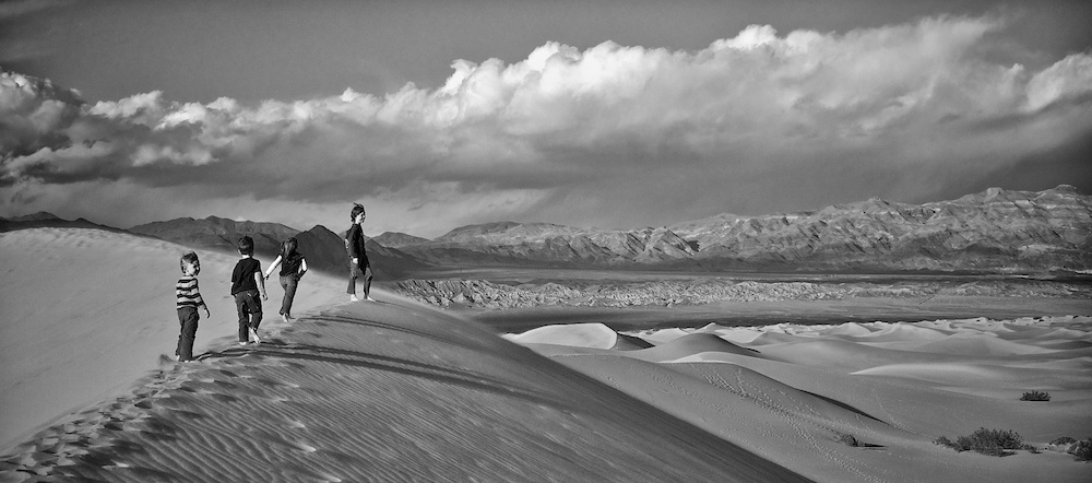 My kids on the Stovepipe Wells sand dunes in Death Valley